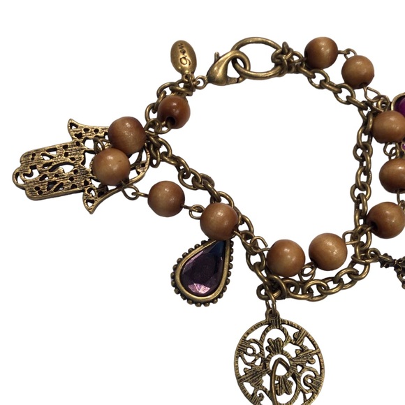 Fun (GEN) Dark Filigree Bronze & Wooden Beaded Charm Bracelet - Picture 4 of 4